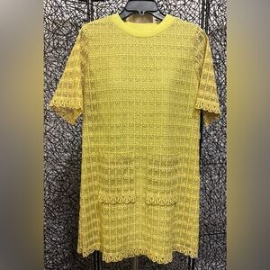 Yellow Crochet Short Sleeve Dress